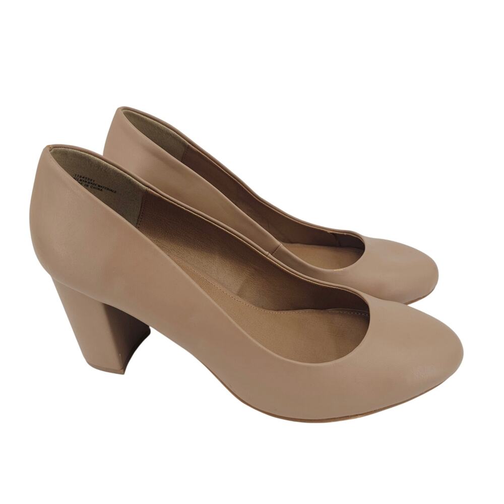 Torrid Nude Beige vegan leather tapered block heel pumps Women's 12 M Minimalist